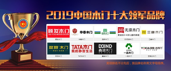 2019年度中国木门十大领军品牌获奖名单