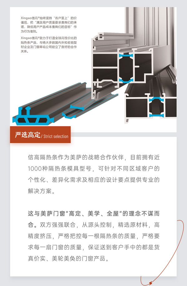 【信高隔热条】美萨高定门窗战略合作伙伴